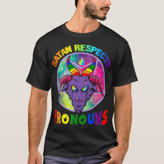 Camiseta Satan Respects Pronouns LGBT Premium