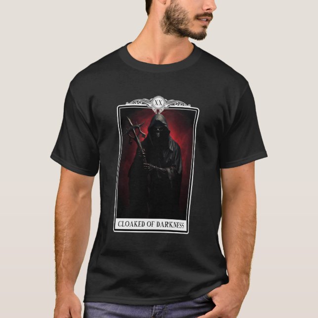 Camiseta Satanáic Grim Reaper Tarot Card Witchcraft Gótico  (Frente)