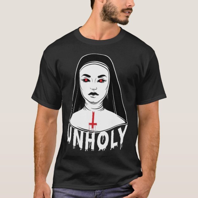Camiseta Satanic Nun Unholy Gothic Mau Lucifer Occult Witc (Frente)