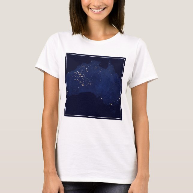 Camiseta Satélite As Luzes Noturnas Da Austrália. (Frente)