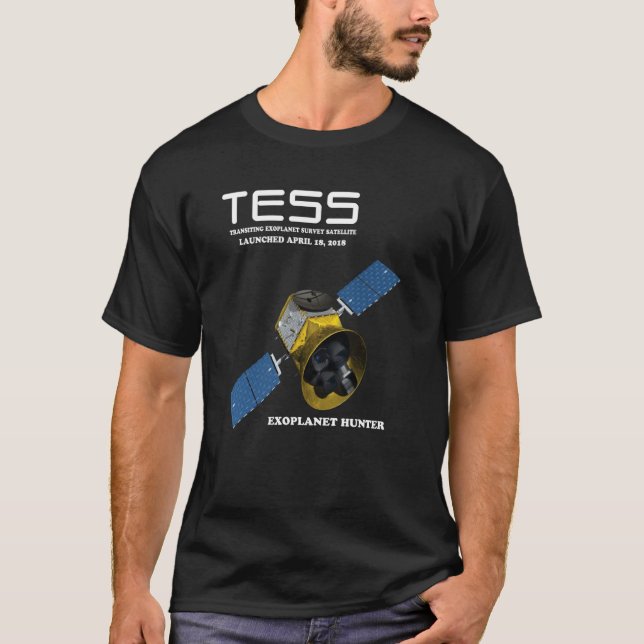 Camiseta Satélite de Pesquisa de Exoplanetas em Trânsito TE (Frente)