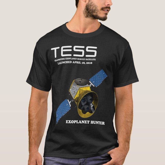 Camiseta Satélite de Pesquisa Exoplanetária em Transitação  (Frente)