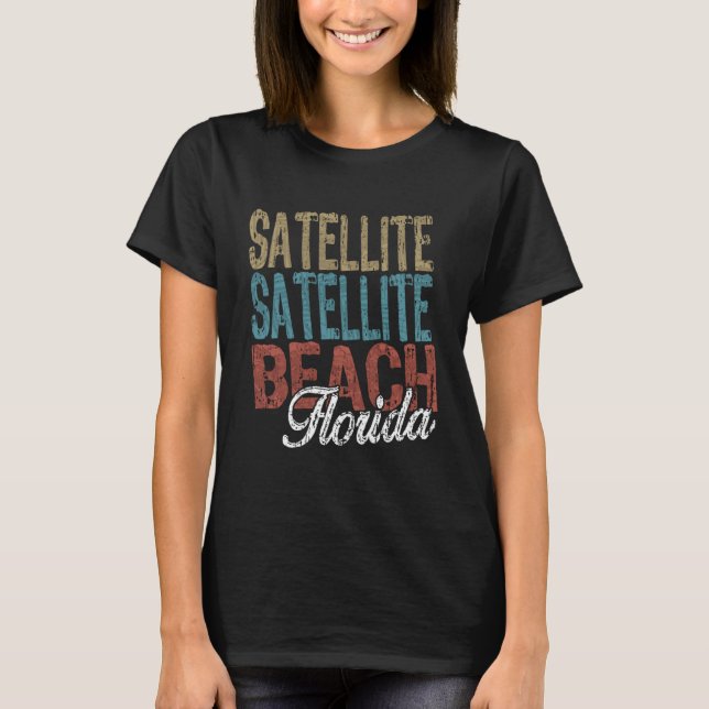Camiseta SATELLITE BEACH Florida HIBISCUS E SCRIPT (Frente)