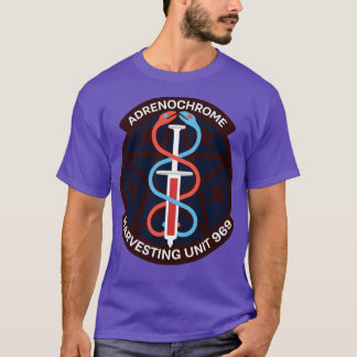 Camiseta sátira emblem de conspiração adrenocromática