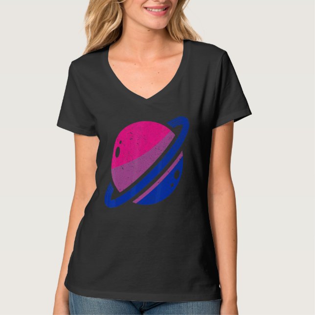 Camiseta Saturn Bi Pride Lgbt Bisexualidade Marca Igualdade (Frente)