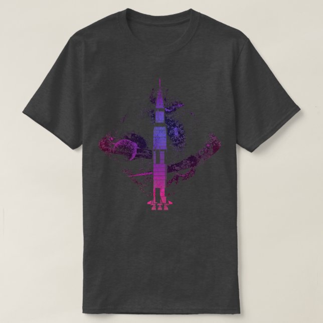 Camiseta Saturn V Moon Rocket 1 (Frente do Design)