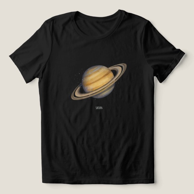 Camiseta Saturno artístico com anéis vibrantes (Design frontal)