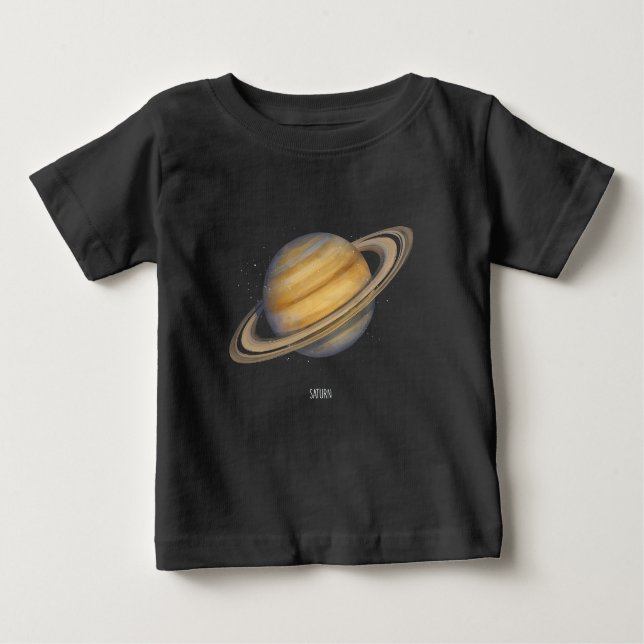 Camiseta Saturno artístico com anéis vibrantes (Frente)