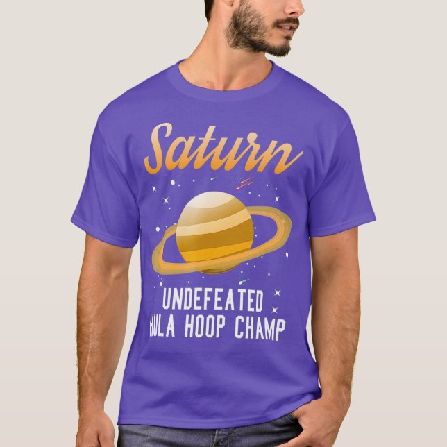 Camiseta Saturno Unvencido Hula Hoop Champion Engraçado (Frente)