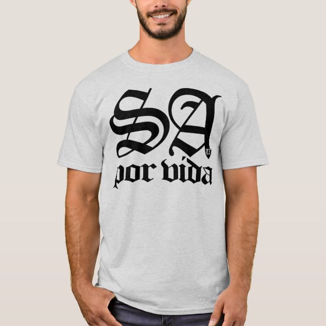 Camiseta SATX POR VIDA 210 para o preto inglês velho da (Frente)