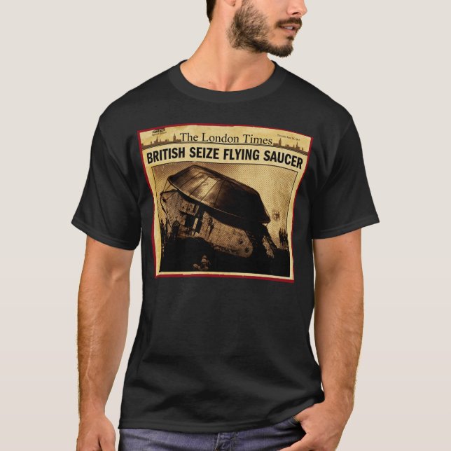 Camiseta Saucer Voador de Agitação Britânica (Frente)