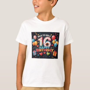 Camiseta Saudação de 16º Aniversário com Boys Cardíacos