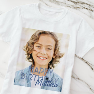 Camiseta Saudação de Aniversário de Fotografia Personali