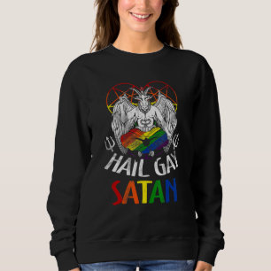 Camiseta Saudação Gay-Satã LGBT Gótico Orgulho Gay Baphomet