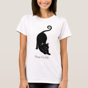 Camiseta Saudação solar para baixo gatinho preto yoga