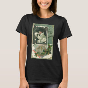 Camiseta Saudações de Ano Novo Vintage, Garota Vitoriana na