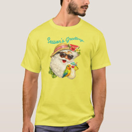 Camiseta Saudações de Férias - Papai Noel de Verão
