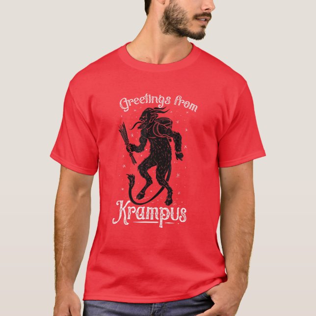 Camiseta Saudações De Krampus, Divertido Paganismo Pré-Germ (Frente)