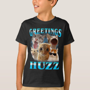 Camiseta Saudações de Meme de Gato Huzz Divertido Amante de