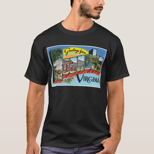 Camiseta Saudações de Roanoke, Virginia! Cartão de Posto Re (Frente)
