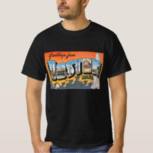 Camiseta Saudações de Viagem Antigas de Boston Massachusett