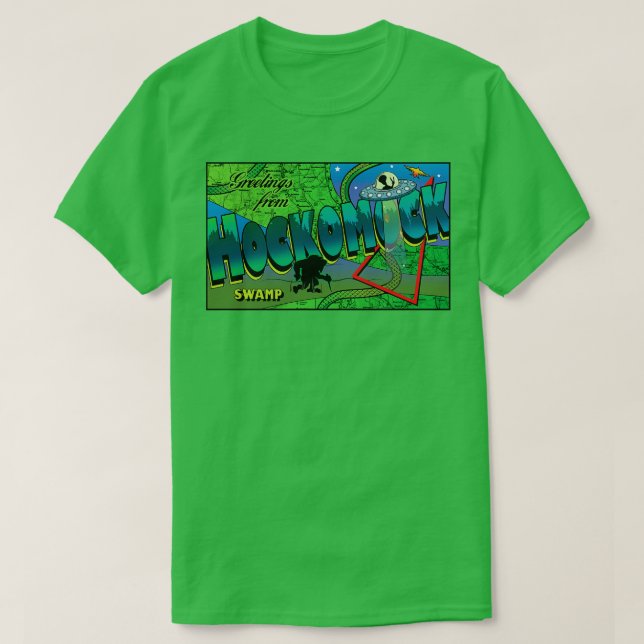 Camiseta Saudações Do Pântano Hockomock (Frente do Design)