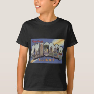 Camiseta Saudações do tema Chicago Large Letter vintage