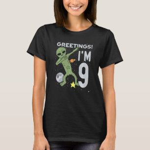 Camiseta Saudações Eu sou 9 Tema da Alienígena Espacial 9º 