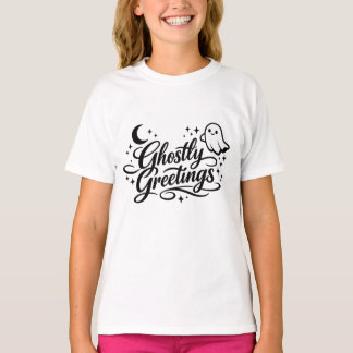 Camiseta Saudações Fantasmagóricas Arte de Halloween Chic e