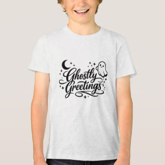Camiseta Saudações Fantasmagóricas Arte de Halloween Chic e