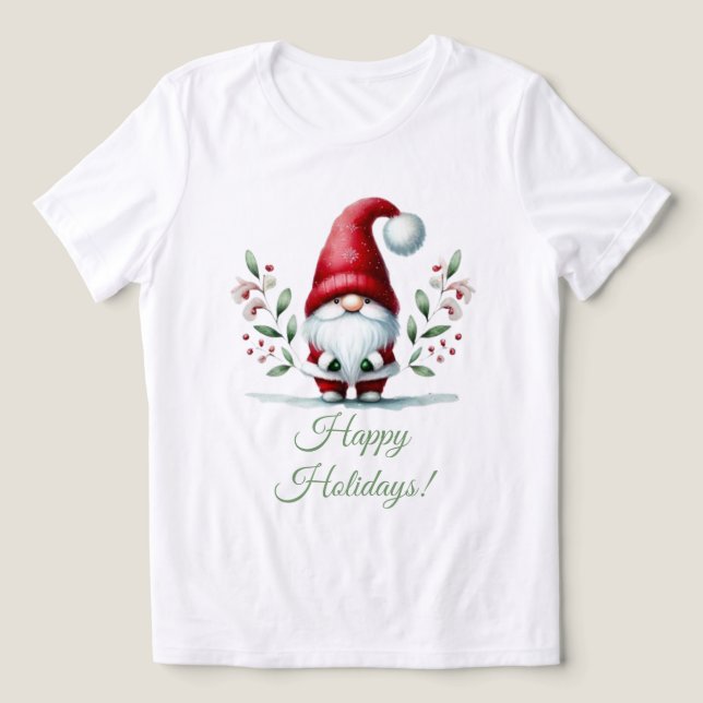 Camiseta Saudações Gnome Festivas (Design frontal)