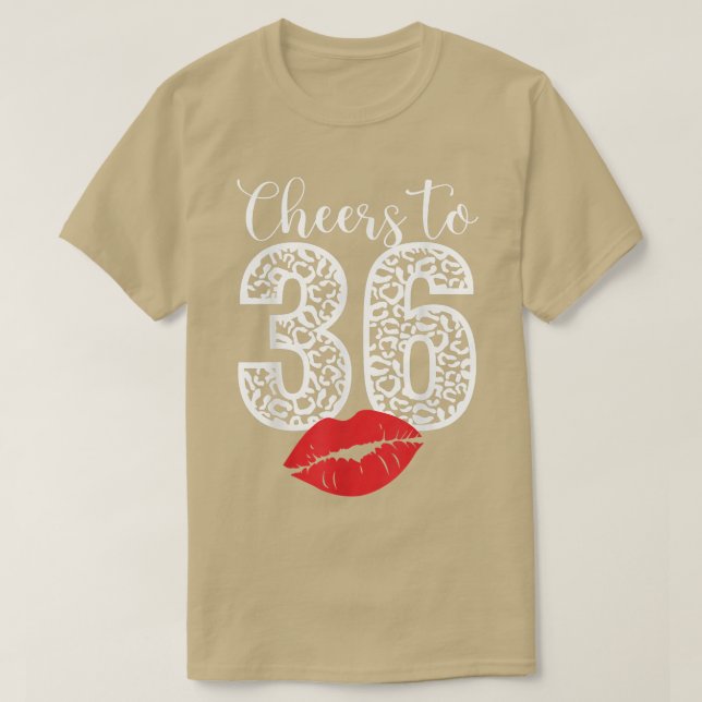 Camiseta Saúde a 36 anos Lábios Feliz Aniversário Bor Leopa (Frente do Design)