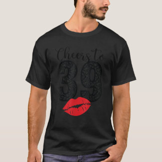 Camiseta Saúde a 39 anos Lábios Feliz Aniversário Bor Leopa