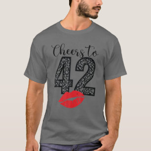 Camiseta Saúde A 42 Anos Lábios Feliz Aniversário Bor Le