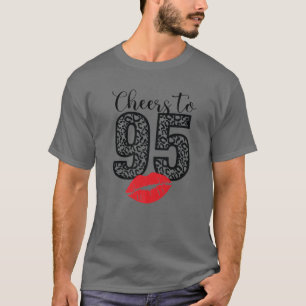 Camiseta Saúde A 95 Anos Lábios Feliz Aniversário Bor Le
