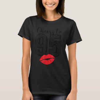 Camiseta Saúde A 95 Anos Lábios Feliz Aniversário Bor Leopa