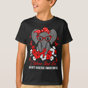 Camiseta Saúde do Coração Elefante Fita Vermelha Doença Car