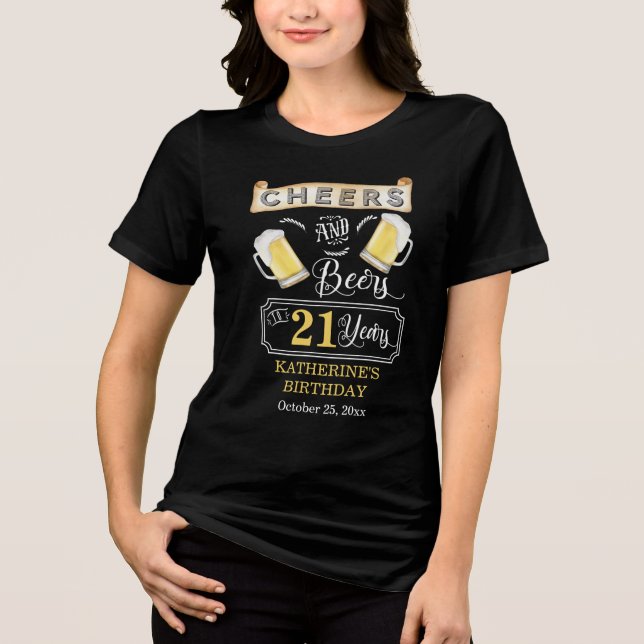 Camiseta Saúde e Cerveja a 21 anos de Festa de aniversário  (Frente)