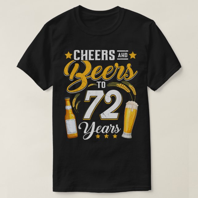 Camiseta Saúde E Cerveja A 72 Anos Engraçada 72º Aniversári (Frente do Design)