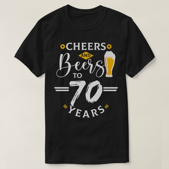 Camiseta Saúde E Cerveja Aos 70 Anos De Aniversário De 70 E (Frente do Design)