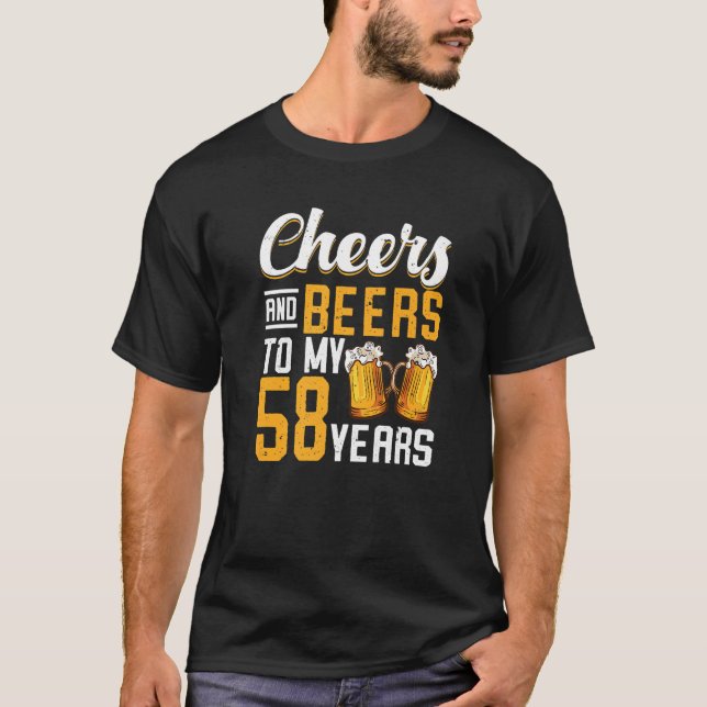 Camiseta Saúde E Cerveja Aos Meus 58 Anos 58 Anos, 58 Anos, (Frente)