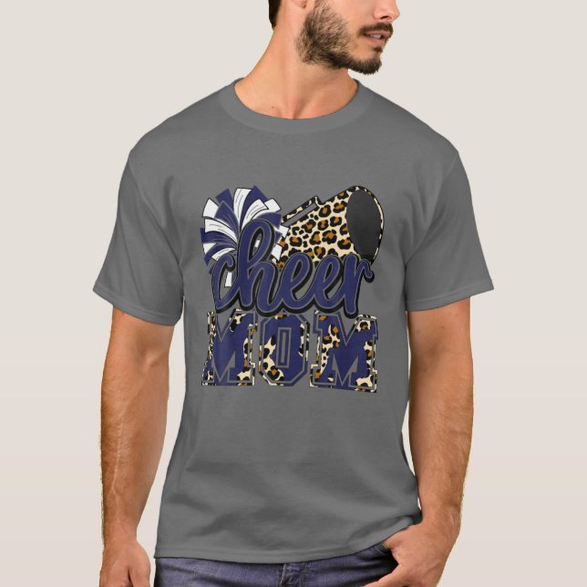 Camiseta Saúde Mãe Marinho Leopard Cheer Poms (Frente)