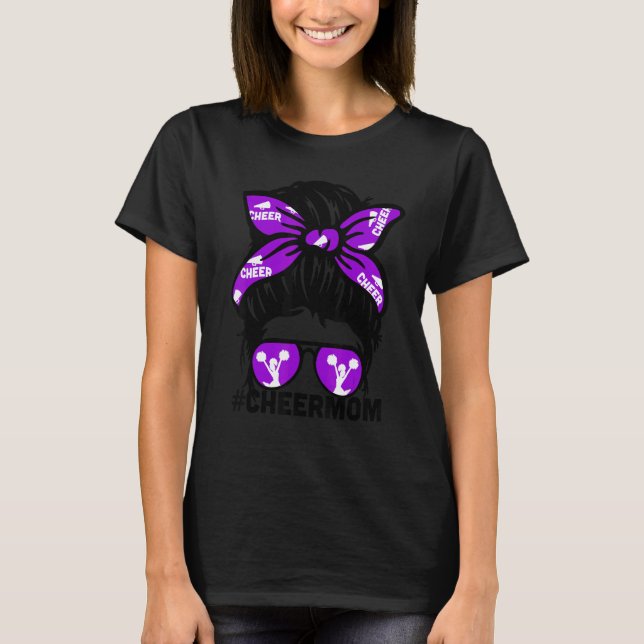 Camiseta Saúde Mãe Puple Megaphone Cheerhead Mãe (Frente)