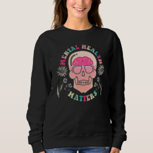 Camiseta Saúde mental Coisa Boho Retro Açúcar Crânio Suppo