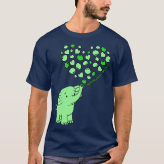 Camiseta Saúde Mental Consciência Elefante Coração Apoiante