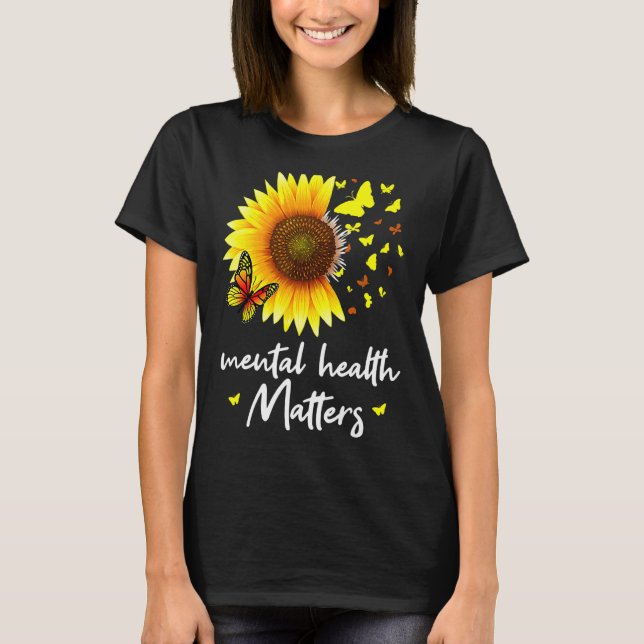 Camiseta Saúde mental Importa Borboleta Dourada Mental H (Frente)