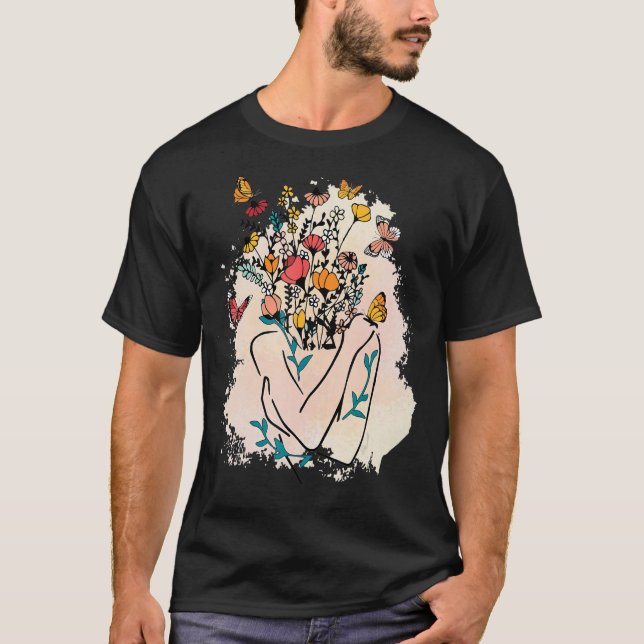 Camiseta Saúde Mental O Cérebro Humano Floral É Gentil (Frente)