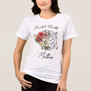 Camiseta Saúde Mental S Cérebro Floral Awarene Mental Healt