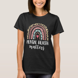 Camiseta Saúde Mental Sensibilização Leopardo Rainbow Women
