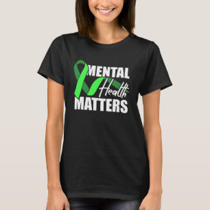 Camiseta Saúde Mental Significa Sensibilização da Fita Verd